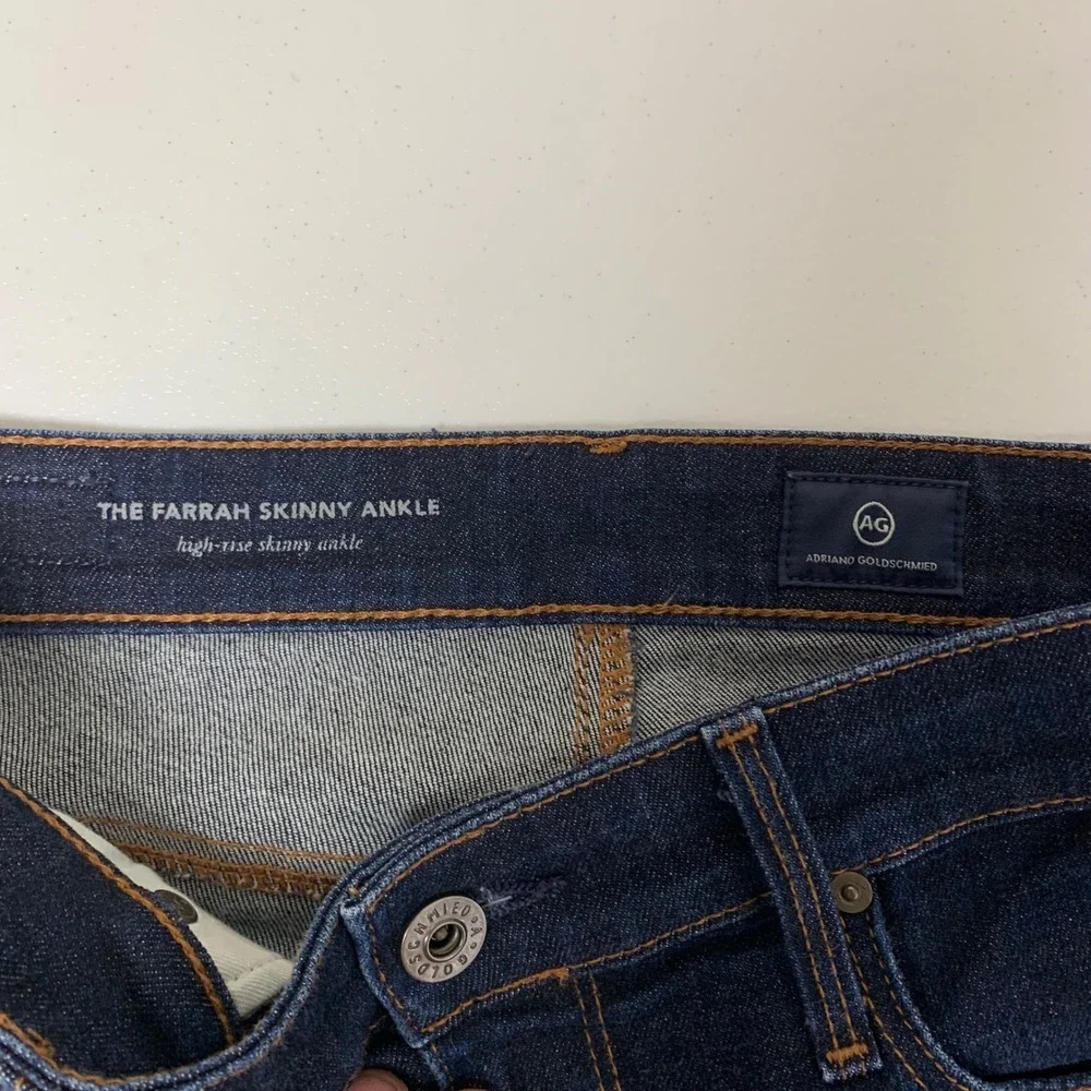 AG Adriano Goldschmied The Farrah Skinny Ankle Jeans Womens 27R Blue High Rise